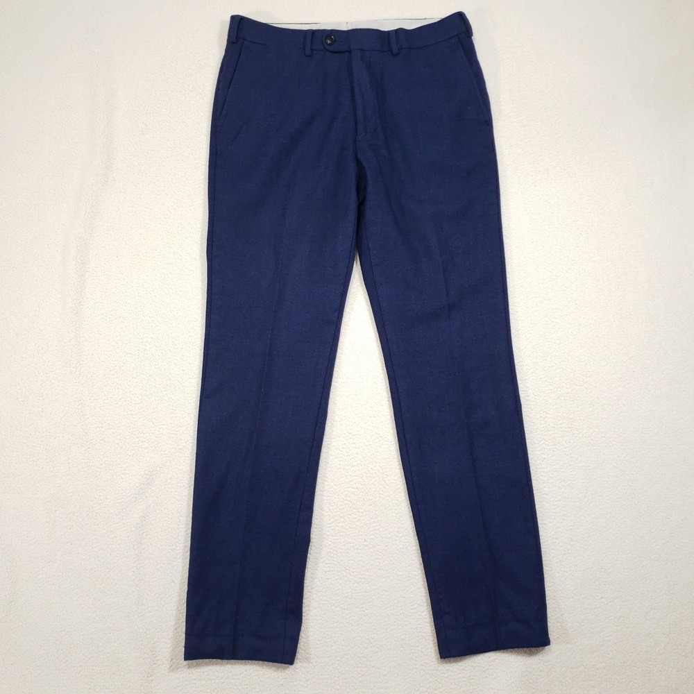 Suitsupply Dress Pants Mens 32 Blue Brescia 100% Wool Slim Flat Front Trousers
